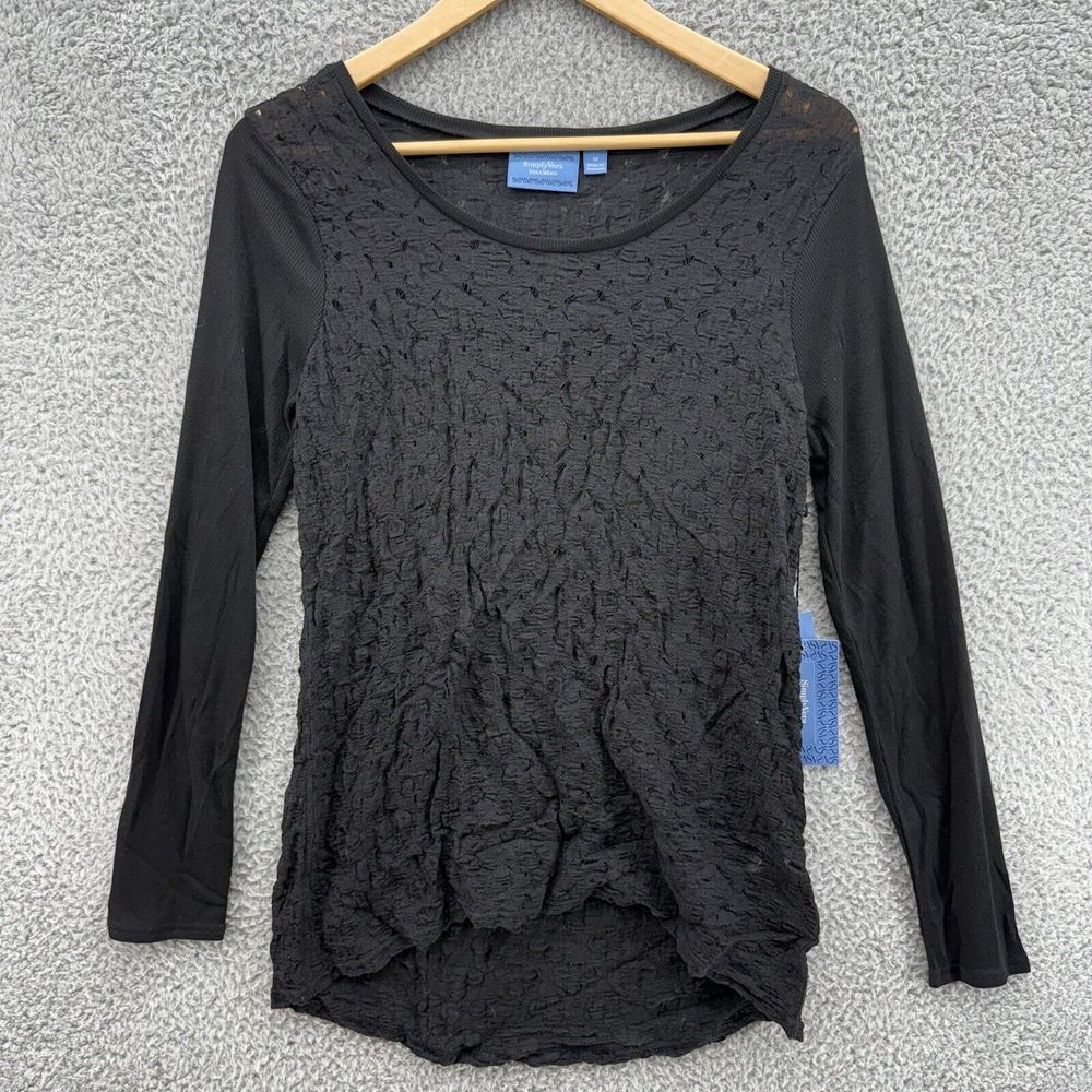 Simply Vera Wang Pure Night‎ Black Lace Lined Sweater Womens M Long Sleeve NWT
